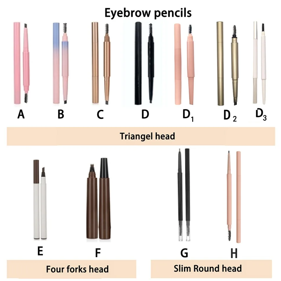 قلم حواجب مزدوج الأطراف بعلامة خاصة مع فرشاة قلم حواجب طويل الأمد غير يتلاشى بشعار مخصص مكياج نباتي بالجملة