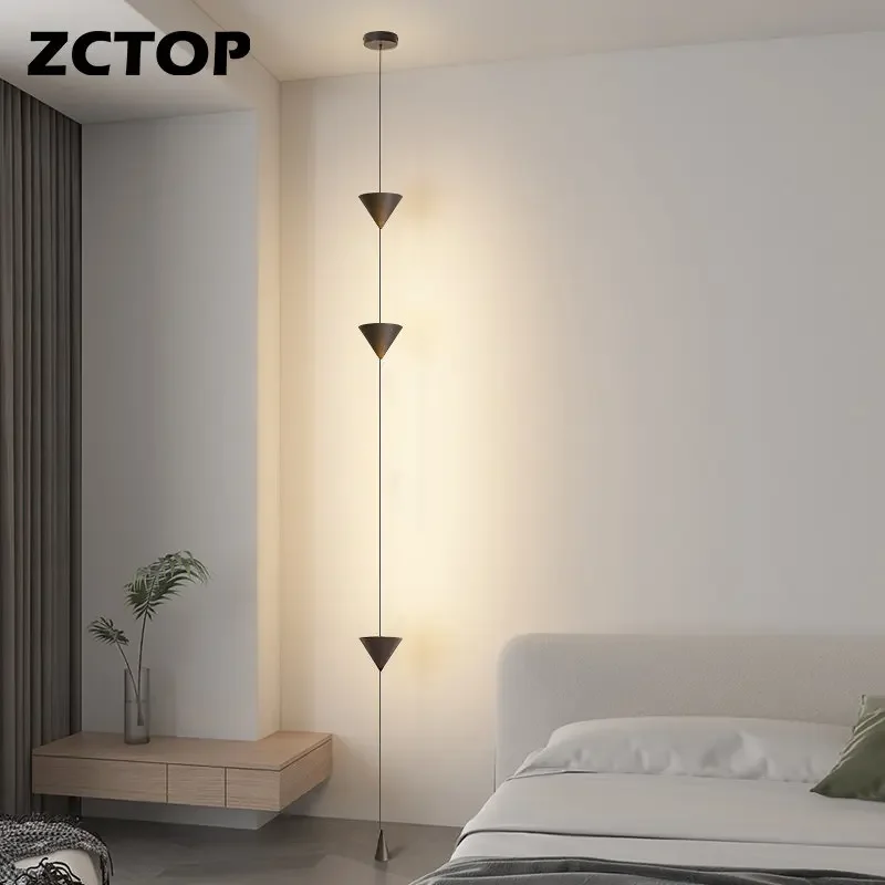Modern Bedroom Bedside Light LED Pendant Lamp for Living Room Study Room Adjustable Line Strip Hanging Lights Home Decor Fixture