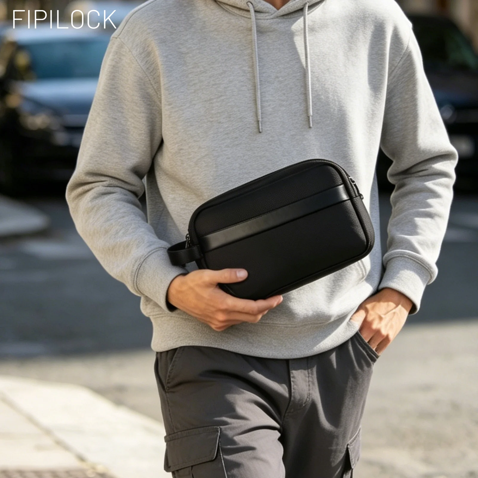 Bolsos de Mano FIPILOCK para Mujer y Hombre con Desbloqueo Inteligente por Huella Dactilar, Antirrobo, para Tarjetas de Crédito, Teléfono Móvil y Muñequera