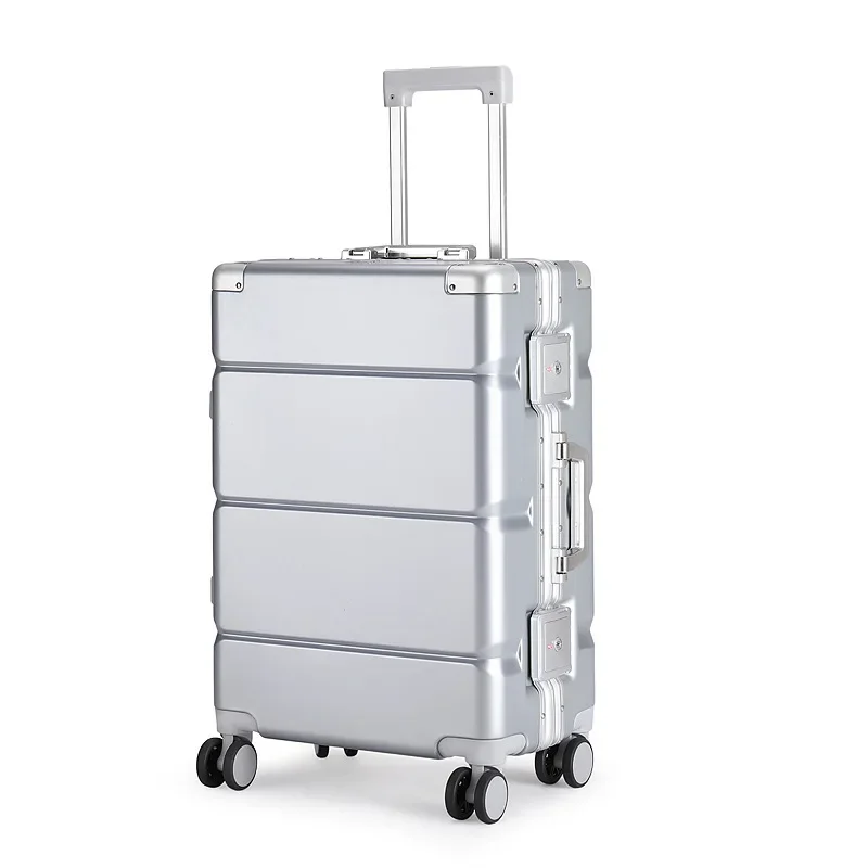 Solid Color Suitcase Aluminum Frame Large Capacity Travel High-quality Trolley Case Student Password Suitcase 20 Inches Luggage