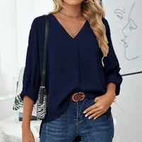 Solid Casual Loose Blouses For Women Fashion 2025 Autumn Vintage Women's Oversized Shirts And Blouses Elegant Youth Female Tops - Image 5