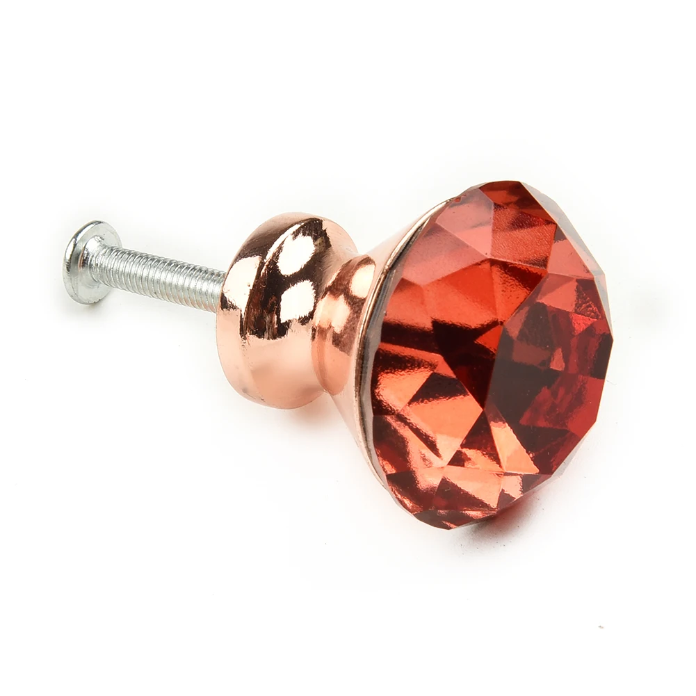 home Door Drawer Knob Pull Rose Gold Stylish Cabinet Cupboard Pulls Rhinestone Fashion Practical 30mm 1pcs Useful