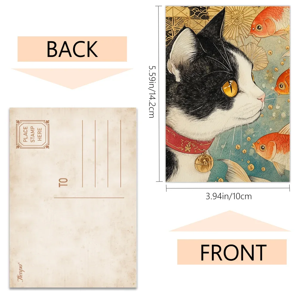 32pcs,Japanese-style retro cats postcards,decoration/greeting cards/postcards,high-definition printing, collectible and mailable