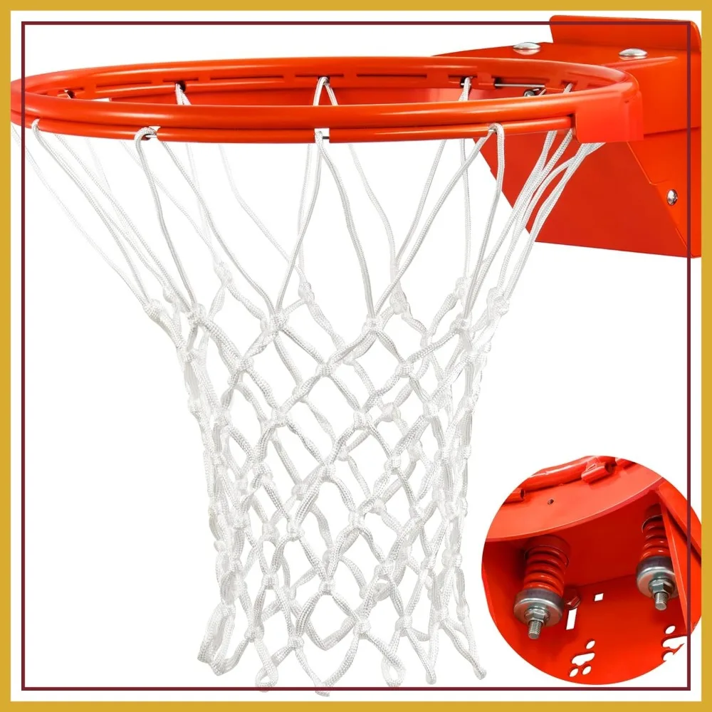 

Heavy Duty Basketball Rim Replacement - Universal 18" Breakaway Rim & Net for In-Ground & Wall-Mounted Hoops