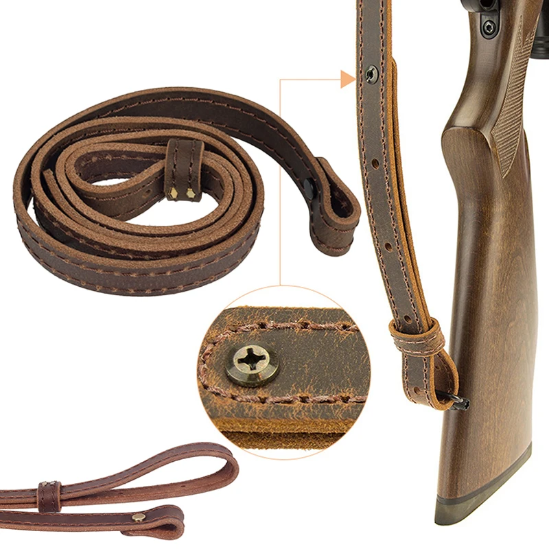 Tactical AR15 AK Leather Strap Rope AK47/74 Genuine Leather Sling Shoulder Belt Hide Adjustable Bindings Shooting Strap