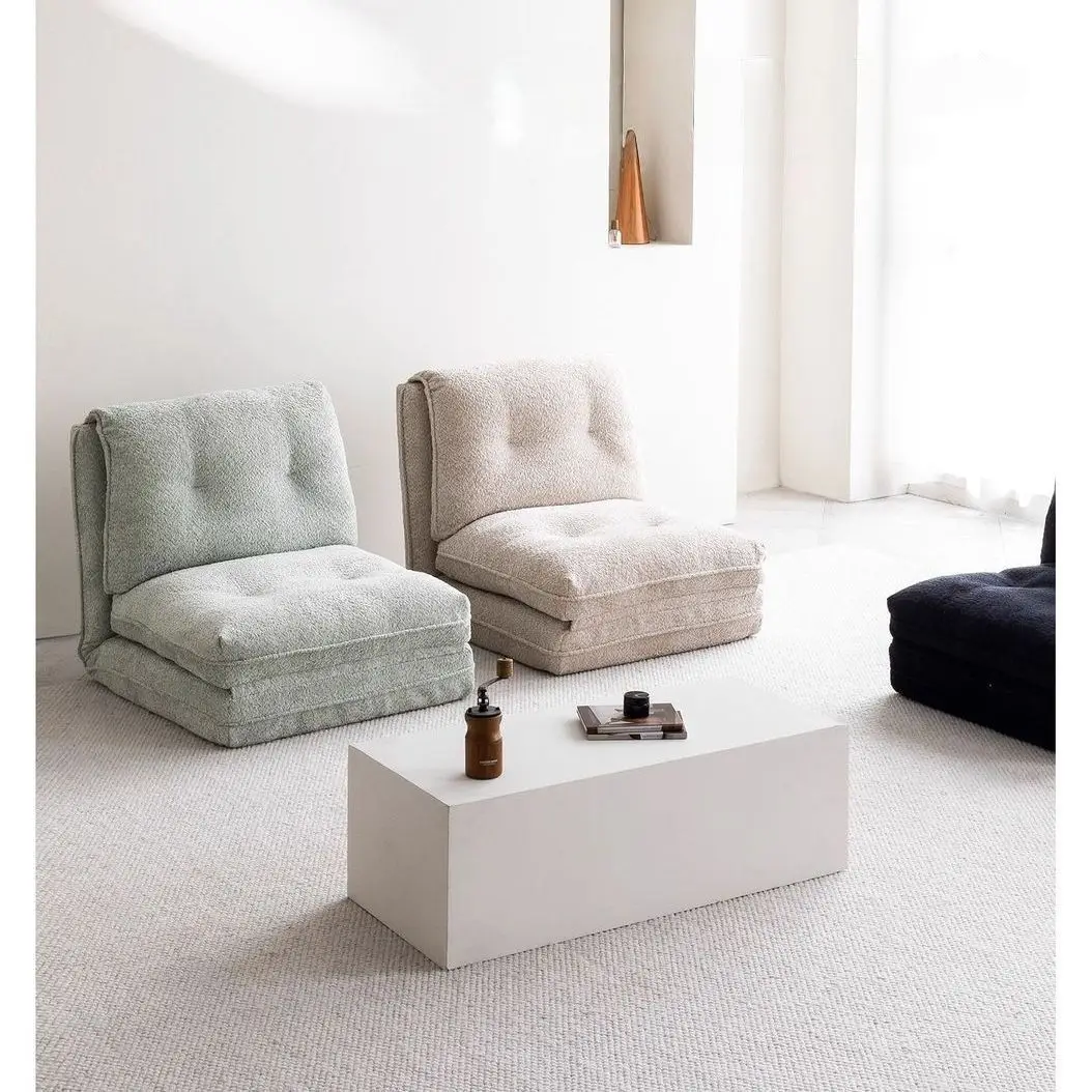 Fabric sofa living room foldable lunch break bed, small apartment lazy sofa chair rental house bay window single tatami