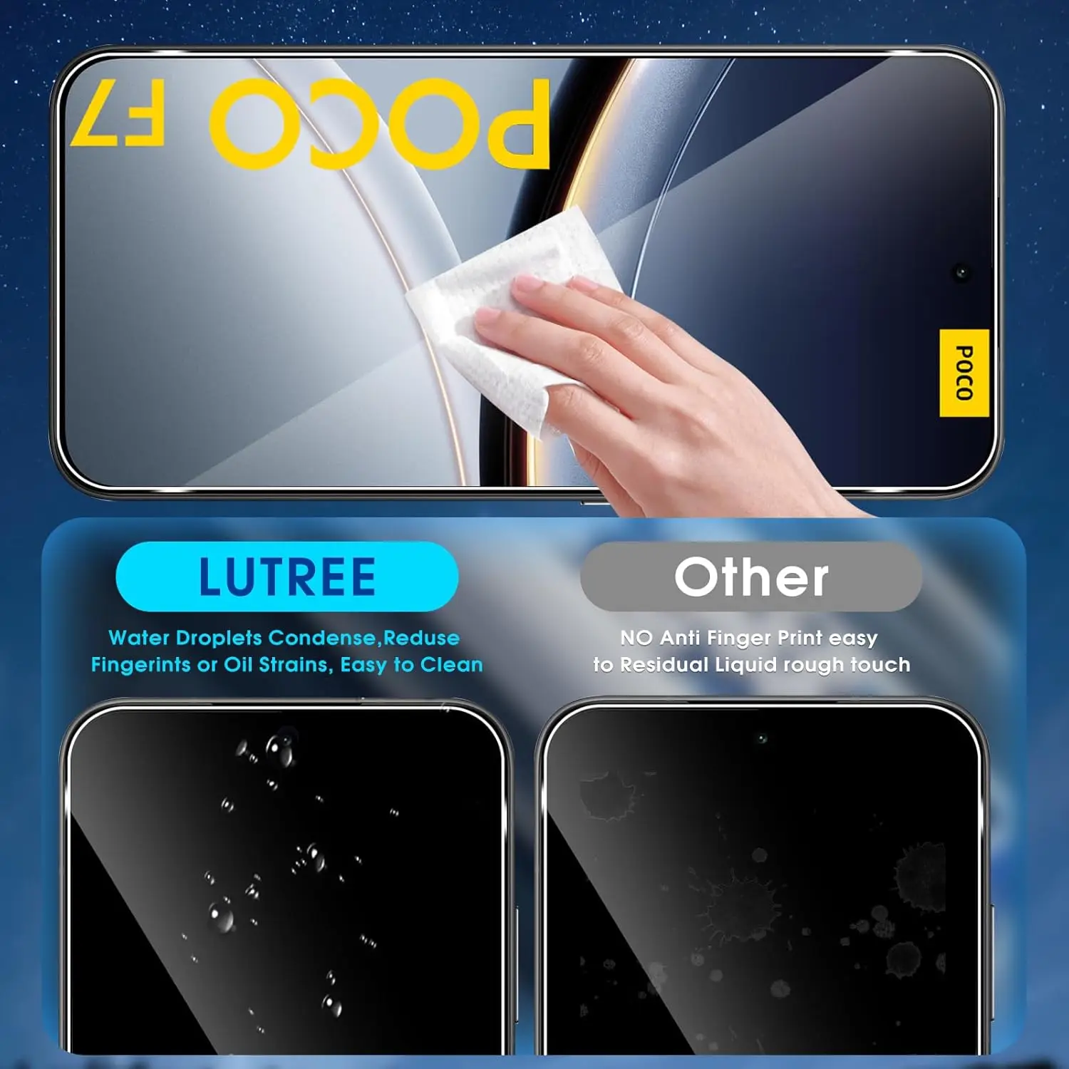 2/4 قطعة واقي شاشة عالي الدقة لهاتف Xiaomi POCO F7/F7 pro من الزجاج المقسى