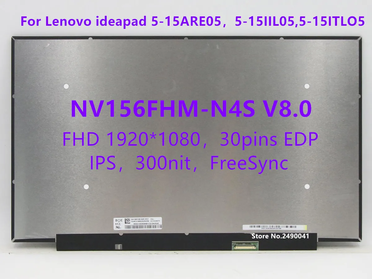 

15.6" IPS Laptop LCD Screen NV156FHM-N4S V8.0 For Lenovo Ideapad 5-15ARE05 ThinkPad T15 P15s Gen 2 ThinkBook G2 1920x1080 30pin