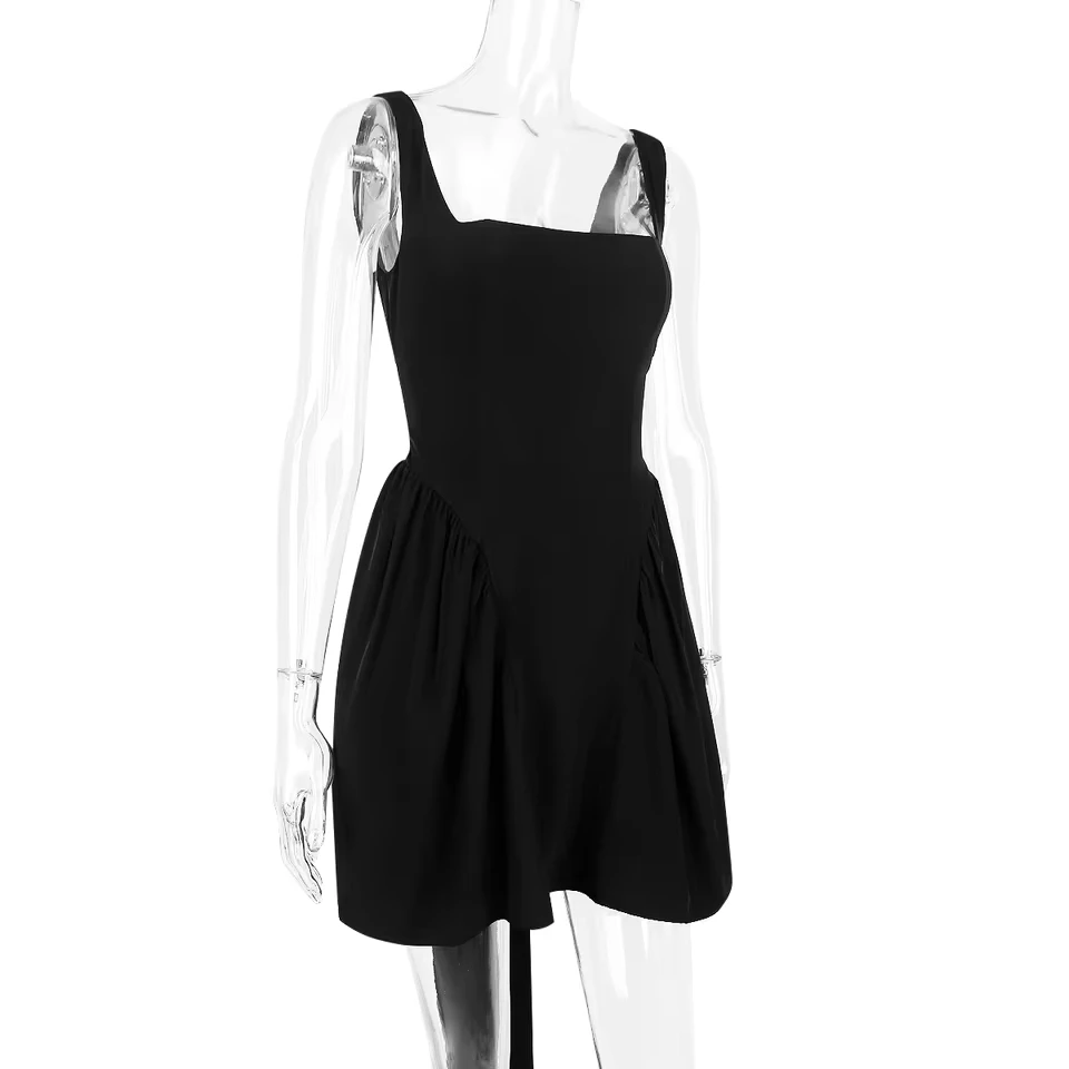 

Summer Sexy Square Collar Backless Party Dresses Mini White Drape A Line Night Date Dress Big Bow Women New In Dress