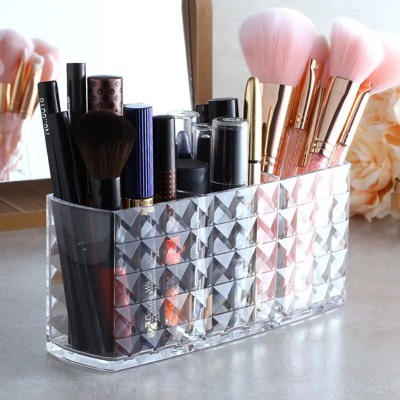 Acrylic Makeup Brush Holder Makeup Organizer Cosmetic Holder Lipstick Pencil Storage Container Transparent Storage Box Holder