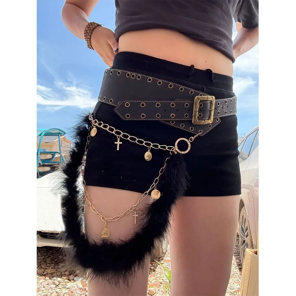 

New PU Leather Studded Belt Personalized Y2K Leather Belt Retro Waist Chain