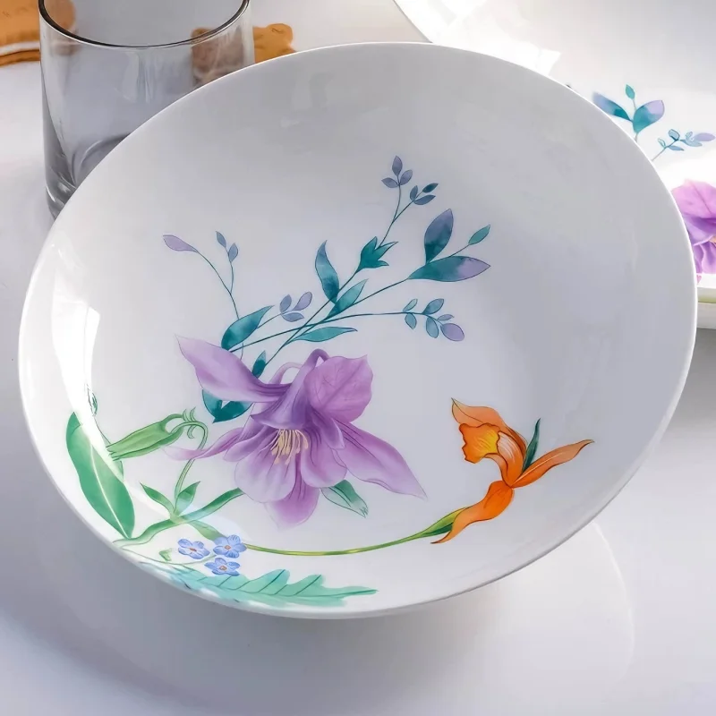 8inch, 4pcs, bone china serving plate, buffet dish, ceramic food plate, dinner plates, gourmet restaurant dishes, dishes buffet