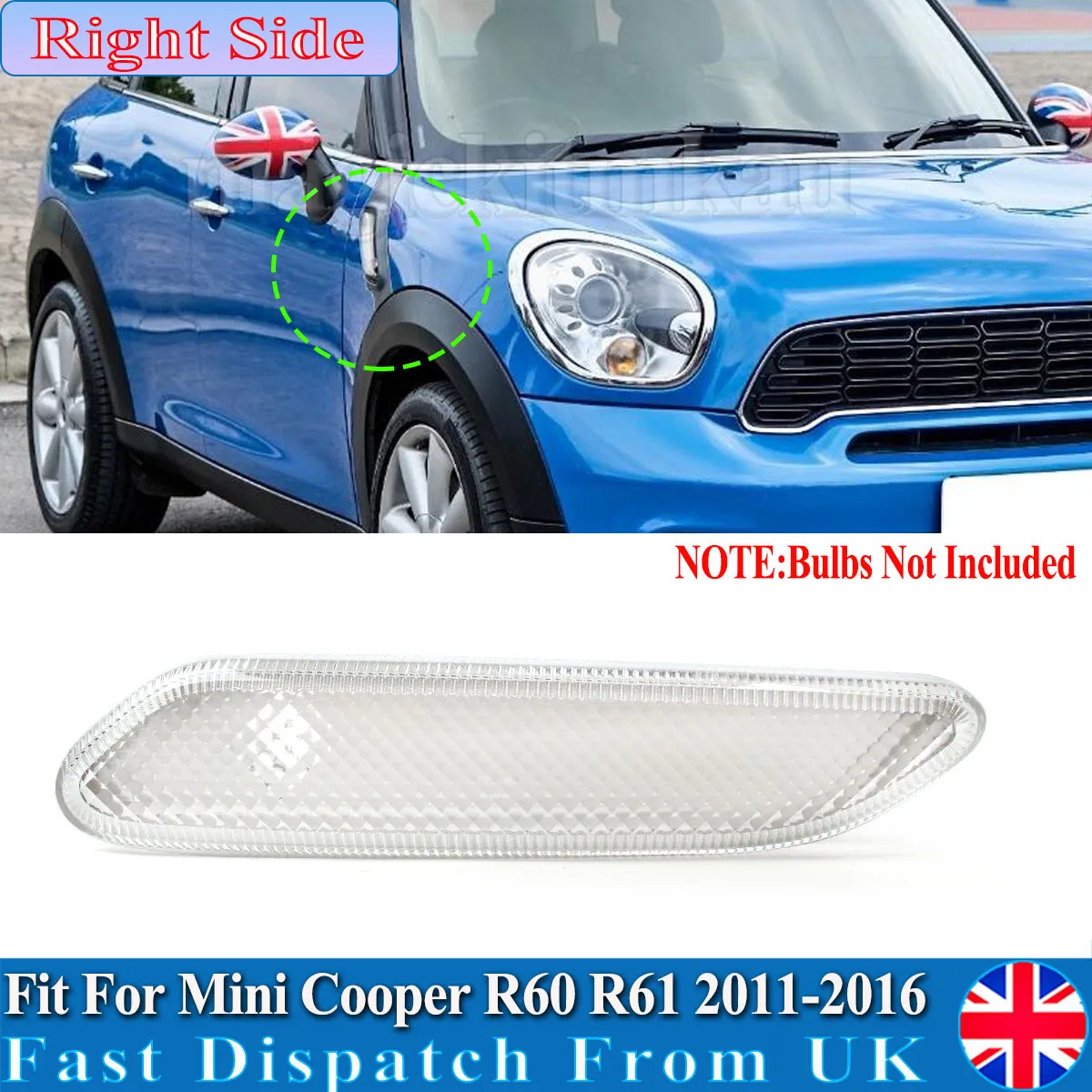 

Фонарь переднего крыла для BMW Mini Cooper R60 R61 2011 2012 2013 2014 2015 2016 Правая сторона автомобиля Боковой габаритный указатель поворота Накладка