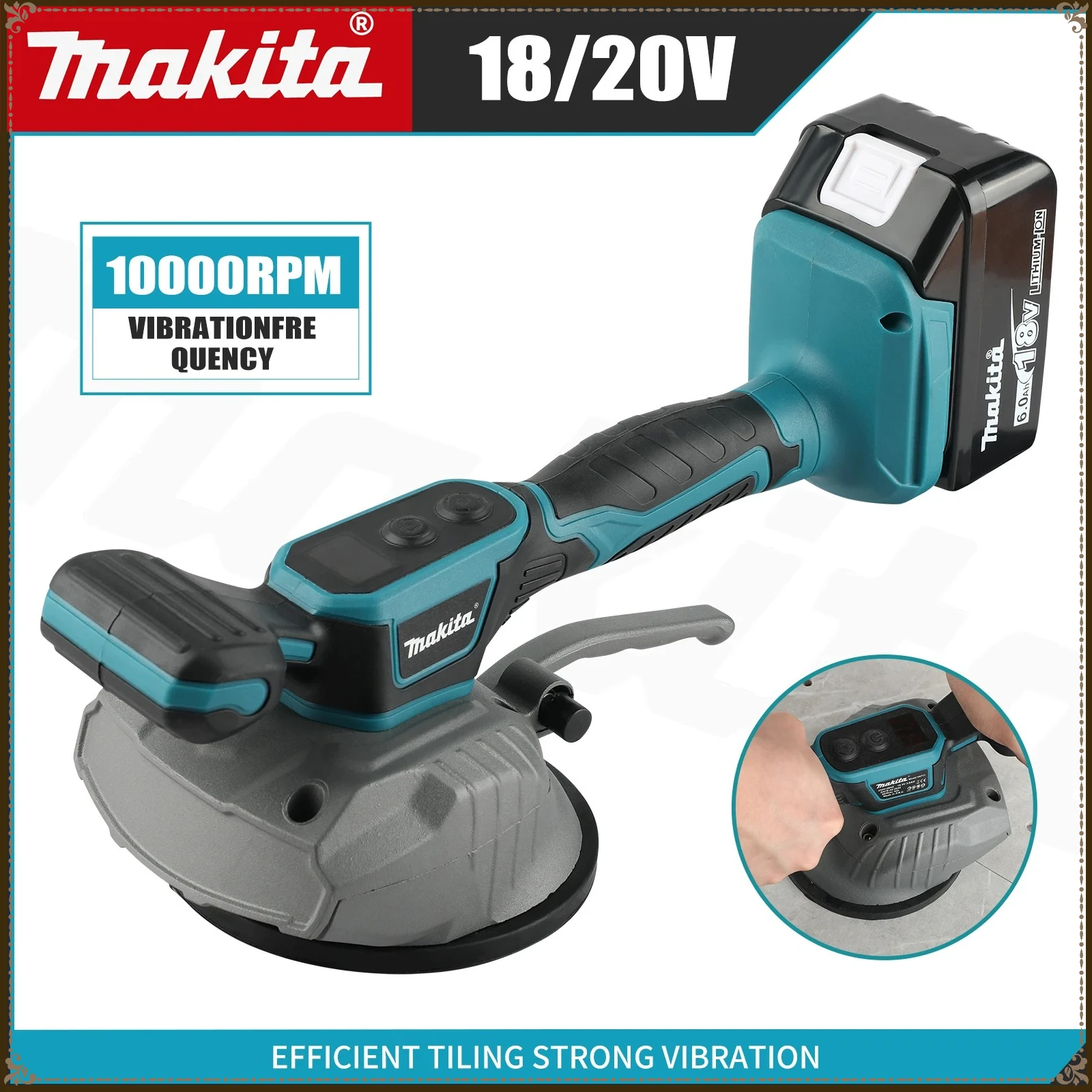 

Вибрационный плиткоукладчик Makita 18В с 8-ступенчатой регулировкой скорости, высокой производительностью для укладки настенной и напольной плитки, инструмент для домашнего ремонта