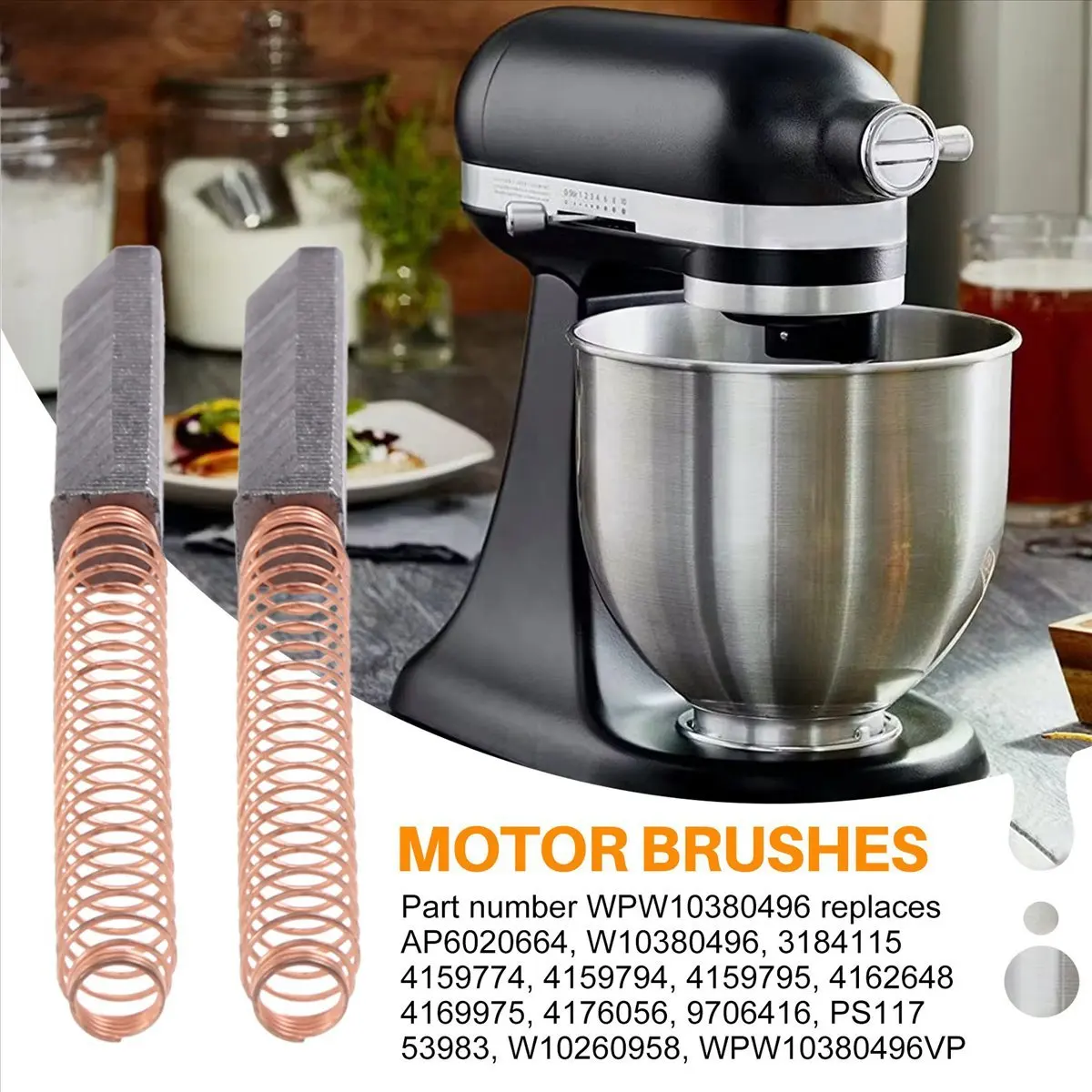 【Newest AT03】W10380496 Stand Mixer Motor Brush for & Kitchen Aid Mixer Motor Brush New AP5178083, PS3495098-2 Pack