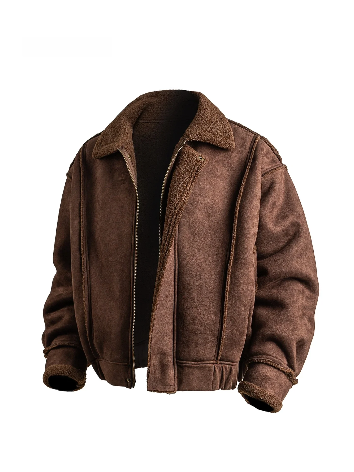 

Американский ретро из искусственной кожи на меховой подкладке Thiened Jaet для мужчин и женщин, зимний мотоциклетный воротник, свободная летная куртка, верхняя одежда