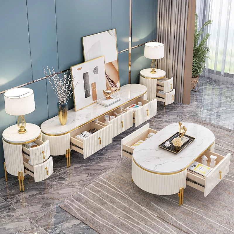 Nordic Hardcover Coffee Table Luxury Storage White Floor Coffee Table Moder Marble Mesa Auxiliar Furniture For Home