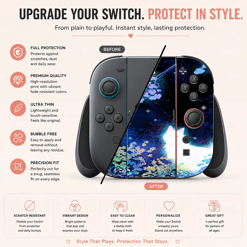 Creative pattern SWITCH game console protective film, with natural touch and comfortable feel, featuring personalized designs