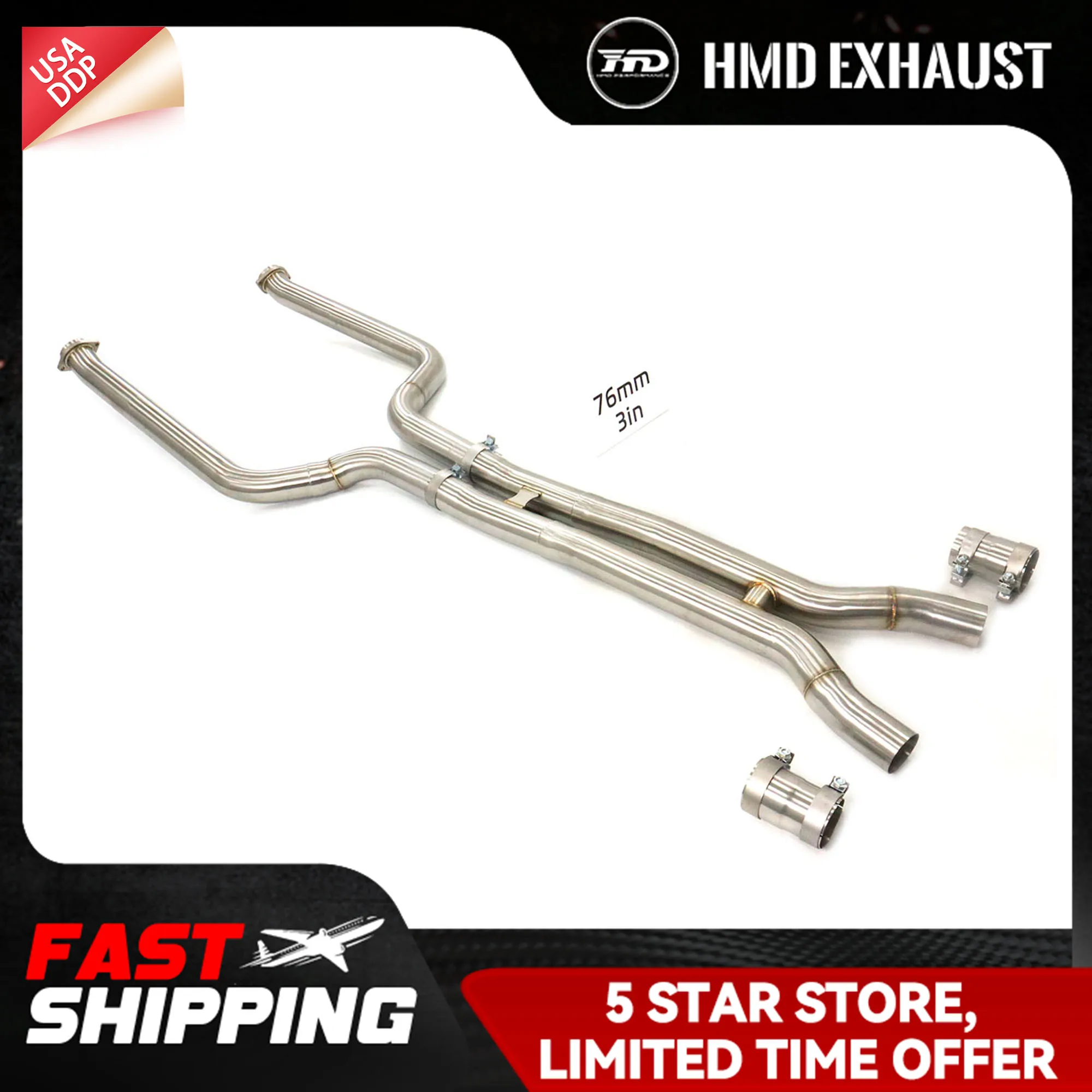 

HMD SUS304 for BMW X5M X6M F95 F96 LCI S68 Middle pipe Complete accessories Exhaust system High performance
