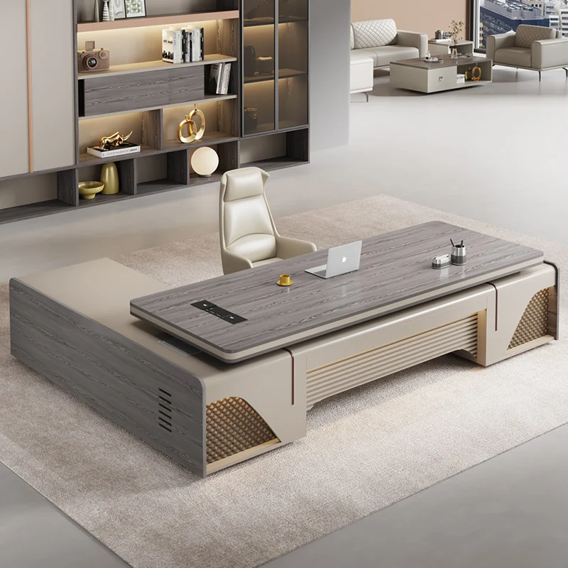 مكتب تنفيذي بني حديث فاخر بأدراج قوية فاخرة مكتب تنفيذي حديث رخيص أثاث مكتب Mesa De Escritorio #4