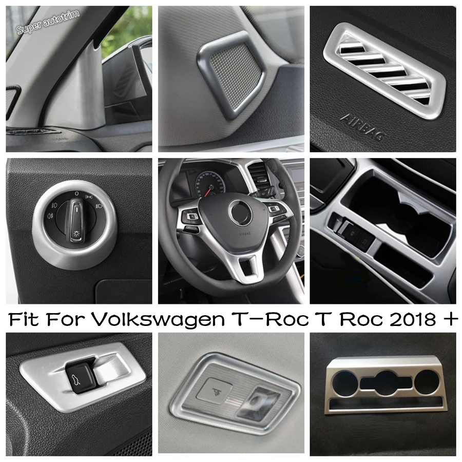 Gear Shift Water Cup Panel / Window Lift / Steering Wheel Cover Trim For Volkswagen T-Roc T Roc 2018 - 2021 Matte Accessories