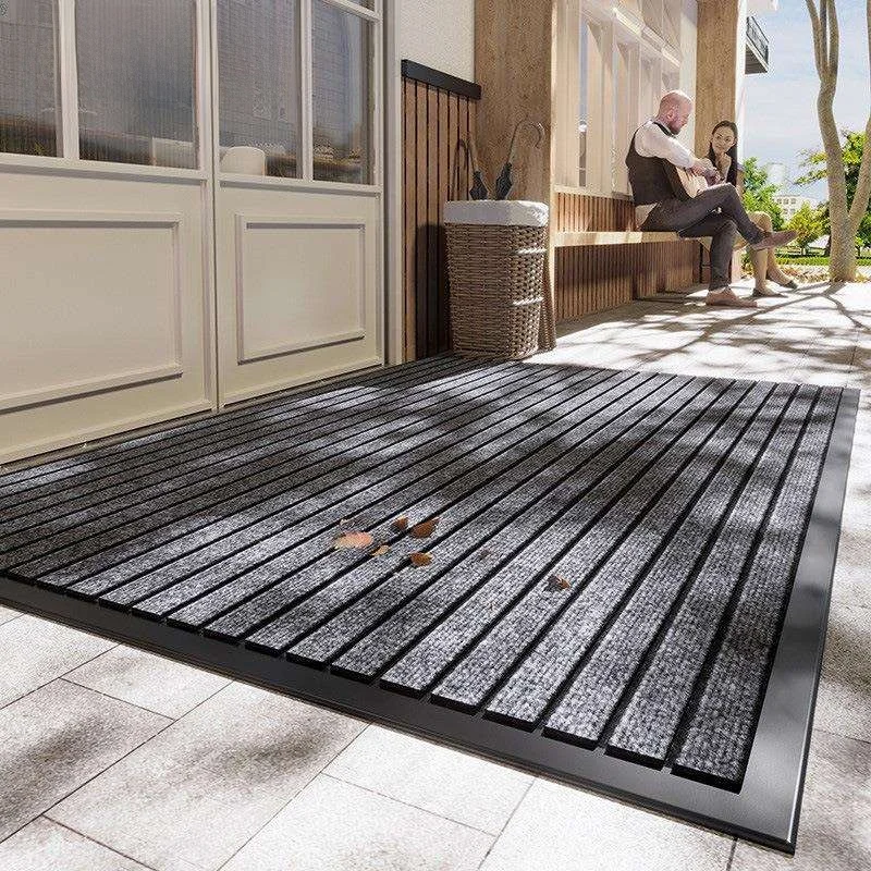 

Modern Style Indoor Outdoor Entrance Mat Anti-Slip Villa Door Mat Dirt Trapping Home Use Rug Square Shape PVC Material