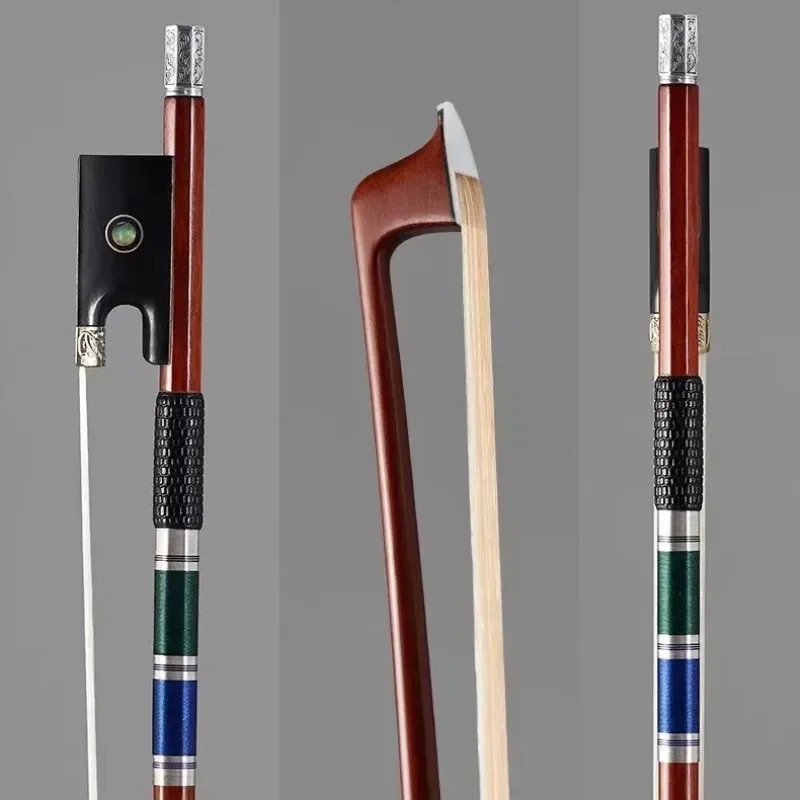Handmade Violin Bow Engraved Floral Silver Accessories Stringed Musical Instruments Violin Bow Beginners Performing Professional - Image 2
