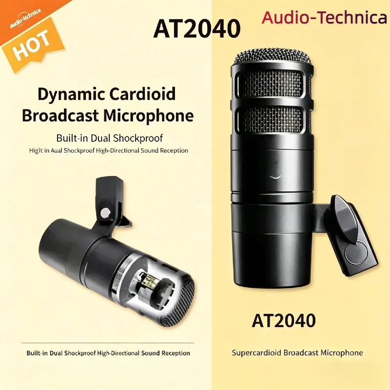 Динамический микрофон Audio-Technica AT2040, профессиональный вокальный микрофон XLR с шумоподавлением для стриминга, студийной записи и трансляций Динамический микрофон Audio-Technica AT2040, профессиональный вокальный микрофон XLR с шумоподавлением для стриминга, студийной записи и трансляций