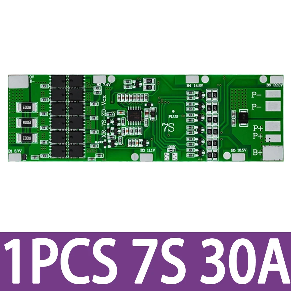 7S 10A/15A/20A/30A  24V BMS Li-ion 18650 Battery Charge Board With Balance Function Short Circuit / Temperature Protection