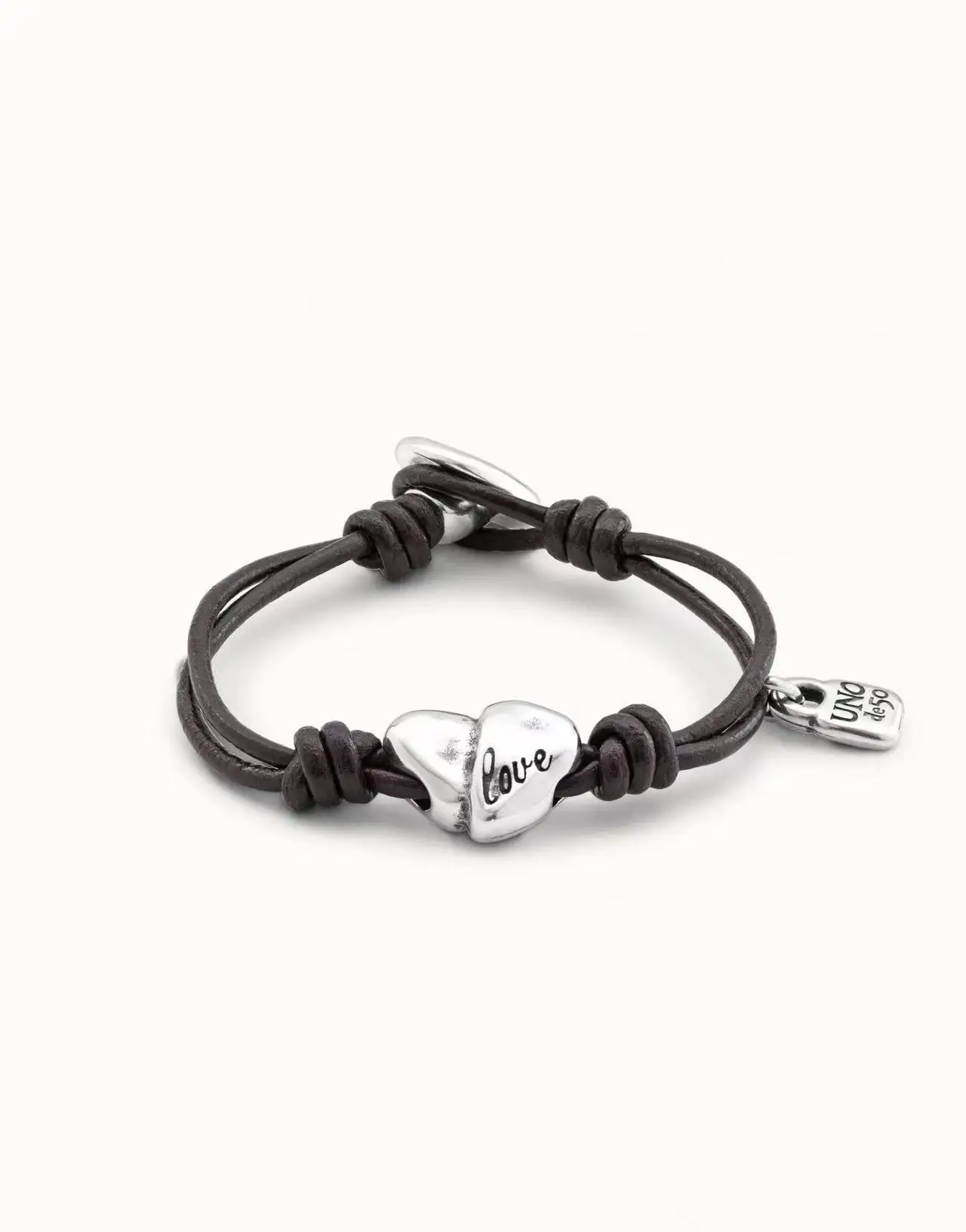 Heart leather bracelet silver buckle with logo wholesale 2021 new European fashion gift UNODE