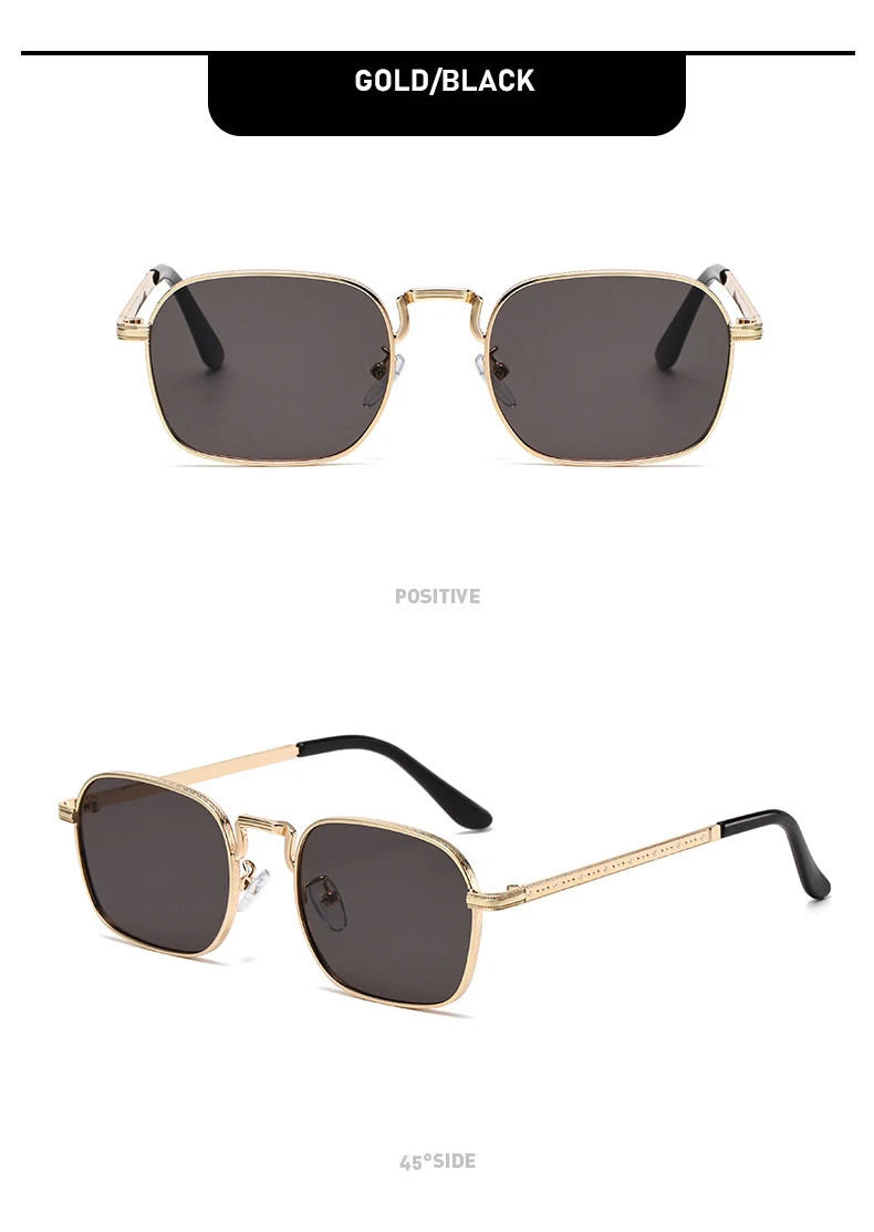 Neue trendige metallische personalisierte vielseitige Herren-Sonnenbrille mit rechteckigen Rahmen im Retro-Stil für Damen 2402 – Detail 16