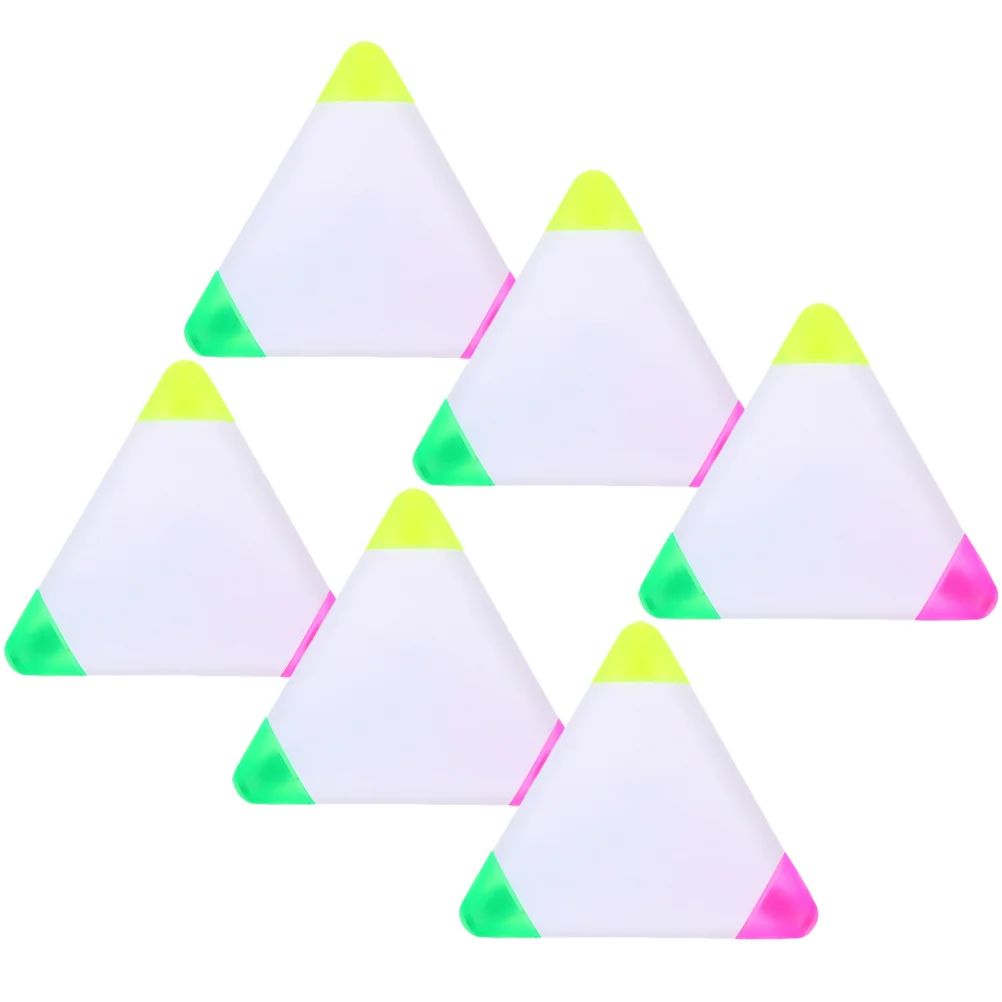 

6 шт. флуоресцентные маркеры треугольной формы, гладкое письмо, без утечки чернил для учебы, офисной работы, красочные маркеры