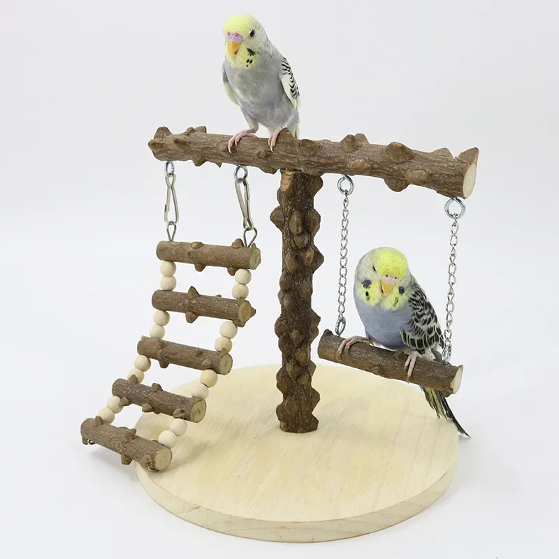 

Parrot pepper wood game rack with ladder swing parrot platform parrot training station playground