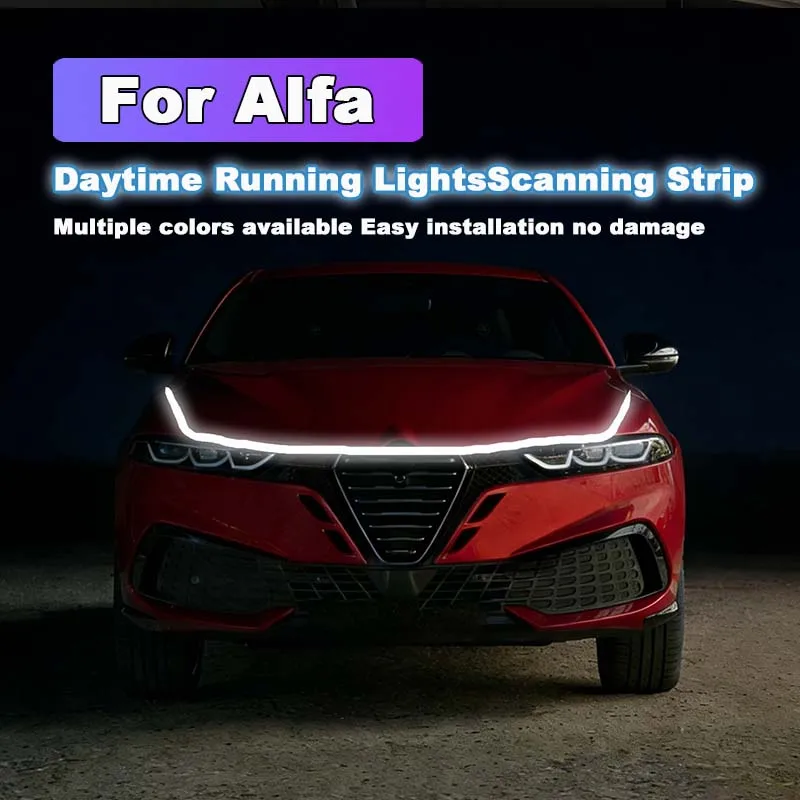 

Для Alfa Giulietta Giulia светодиодные дневные ходовые огни сканирования капота автомобиля DRL направляющая декоративная лампа окружающего света 12 В