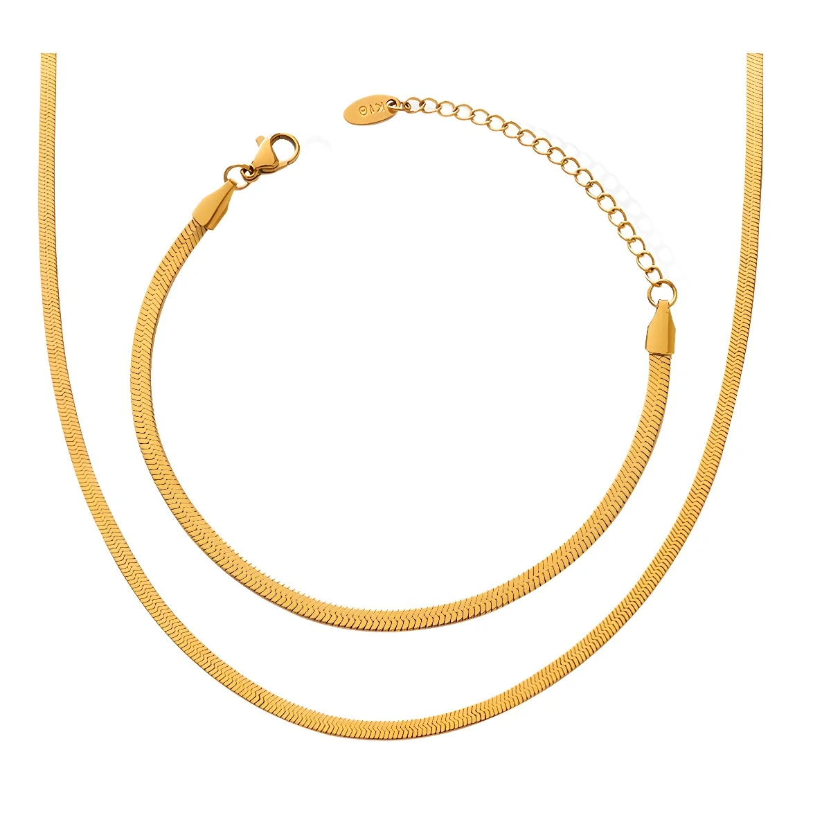 

Luxury 24K 9999 Pure Gold real gold Blade Necklace Snake Bone Chain Snake Bone Bracelet