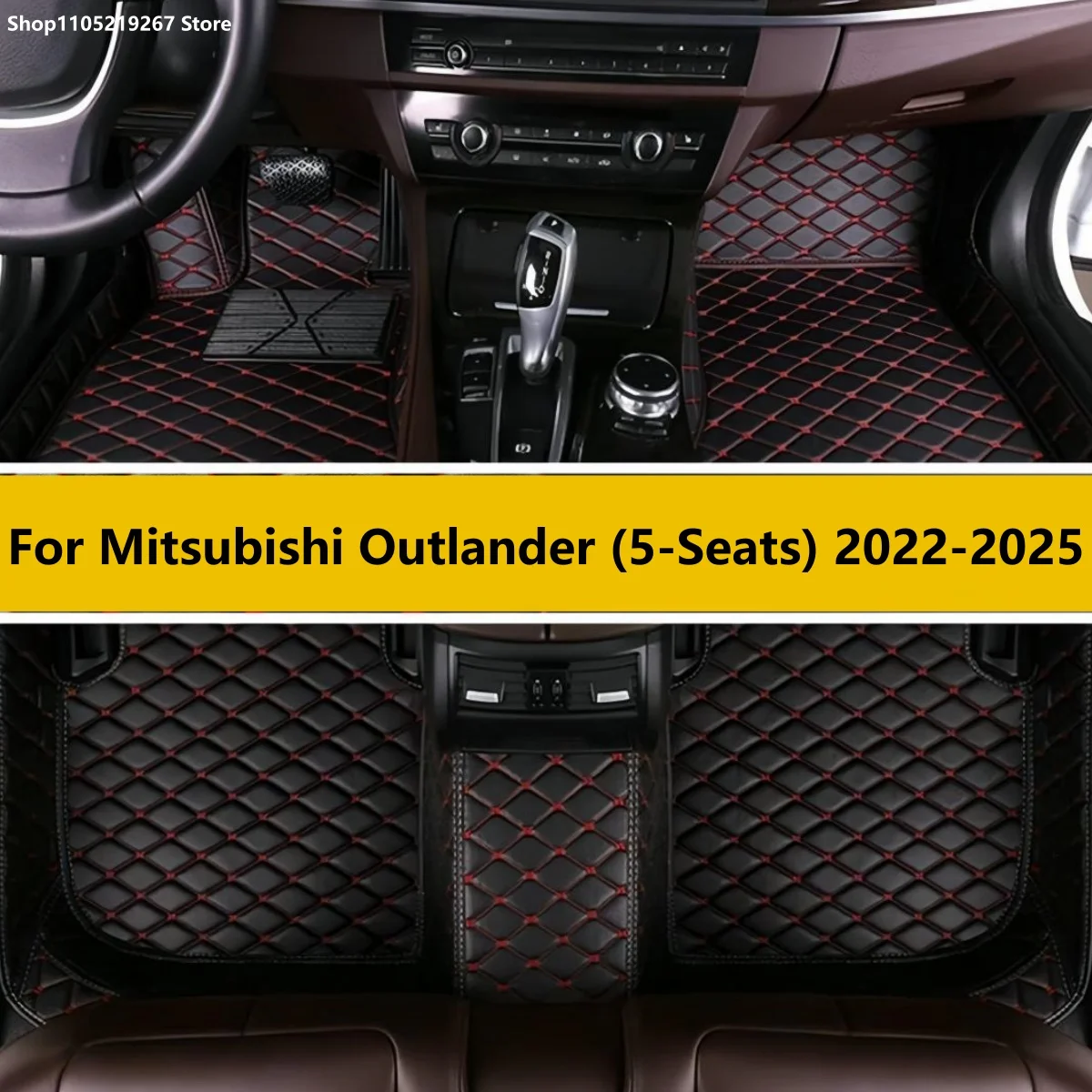 

5 Seats Custom Car Floor Mats Fit for Mitsubishi Outlander 2022 2023 2024 2025 Interior Details Accessories Artificial Leather