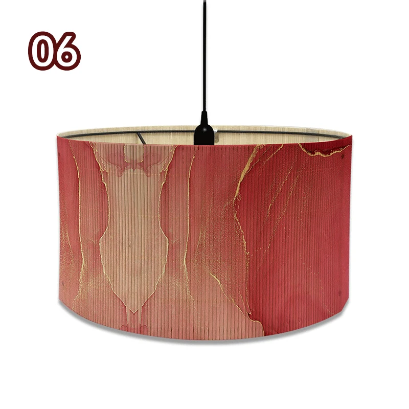 Watercolor Abstract Bamboo Lampshade Home Room Hotel Homestay Decor Art Light Shade Japanese Retro Chandelier Crafts