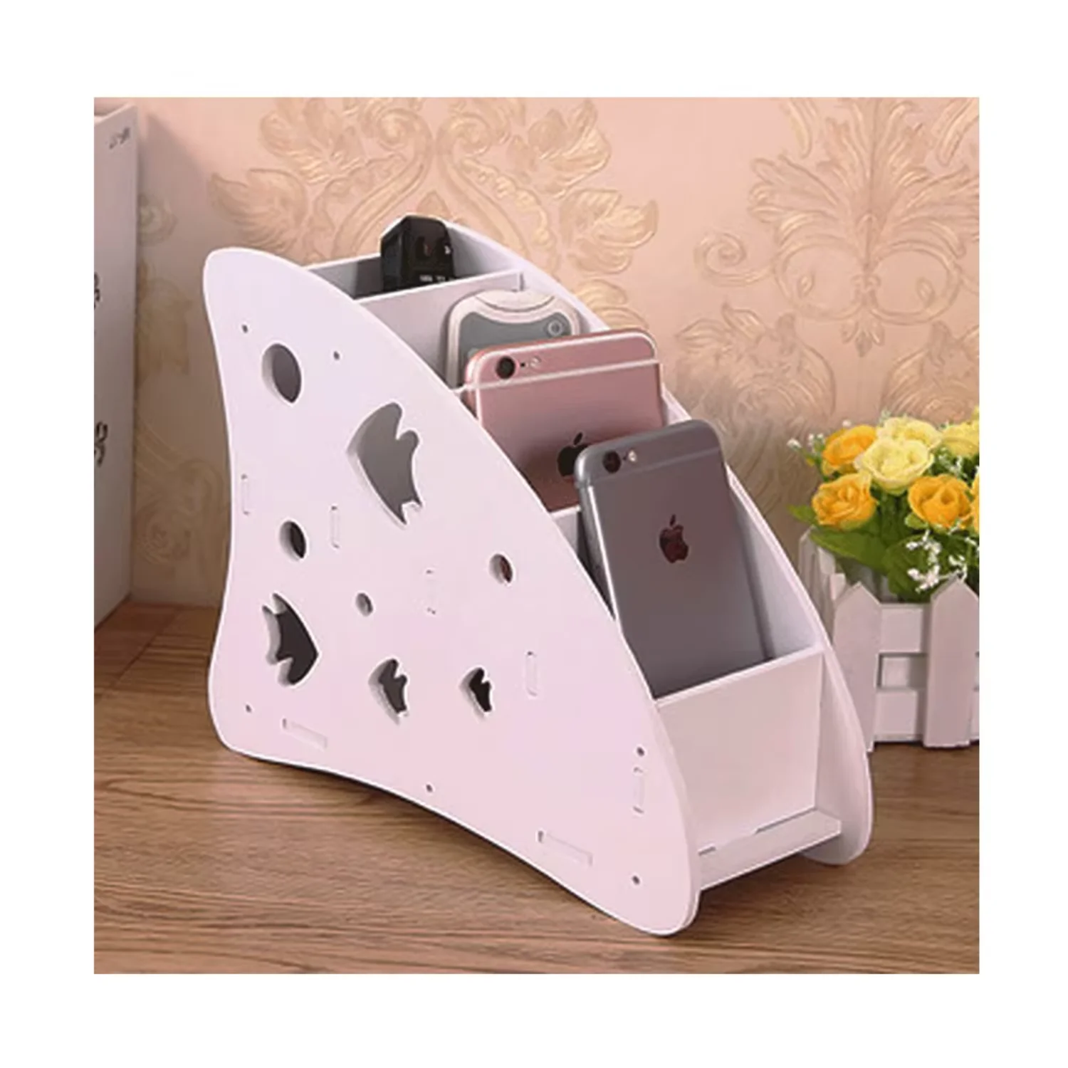 

Multi-Grid Desktop Storage Control and Phone Organizer Multifunction Decor for Room Sundries