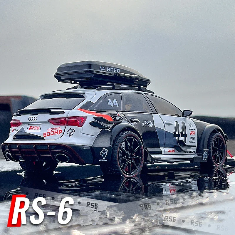 

1/24 Audi RS6 Avant Station Wagon Alloy Sports Car Model Diecast Metal Track Racing Car Model Sound and Light Childrens Toy Gift