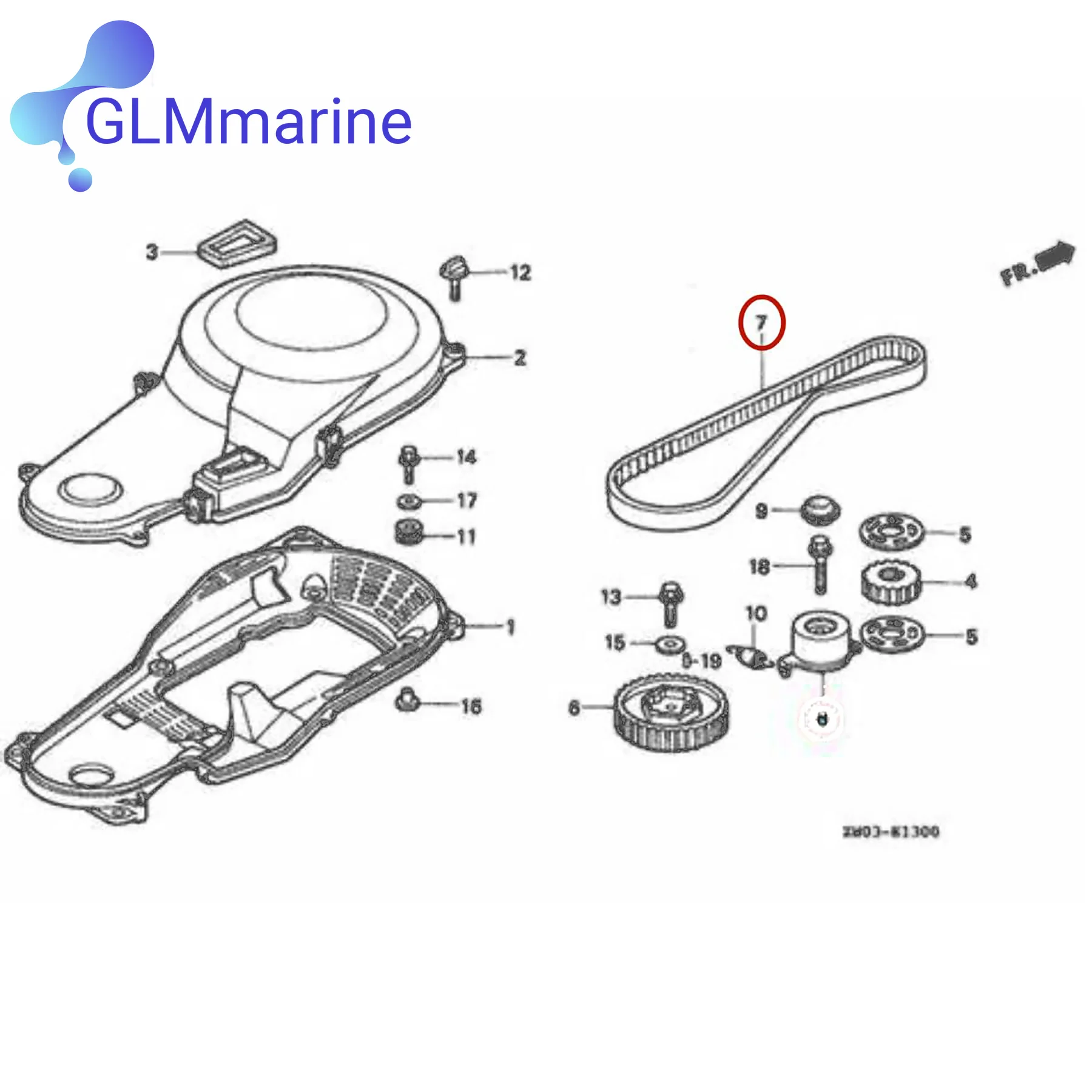 14400-ZW1-004 Timing Belt Compatible with Honda Marine 4 Stroke 75 90 HP BF75 BF90 Outboard Engines Replaces 14400ZW1004