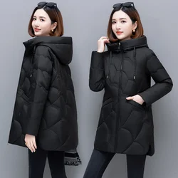 Chaqueta de algodÃģn de longitud media para mujer, Parkas con capucha coreanas, ropa acolchada suelta, abrigo grueso y cÃĄlido, invierno, nuevo, R439