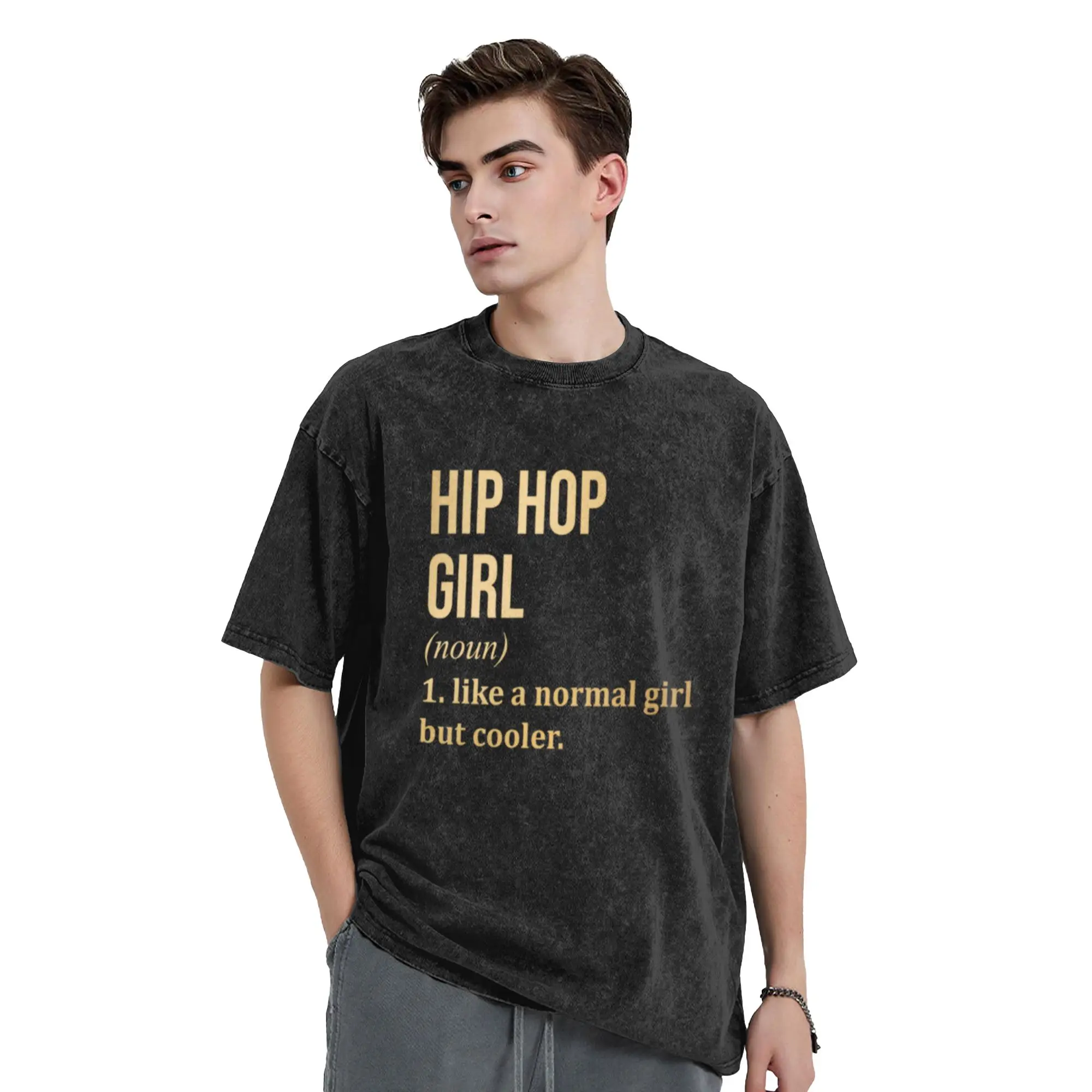 Hip Hop Girl Definition Hip Hop in Gold Unique Comfort A Vintage Oversized Cotton Unisex T-Shirts