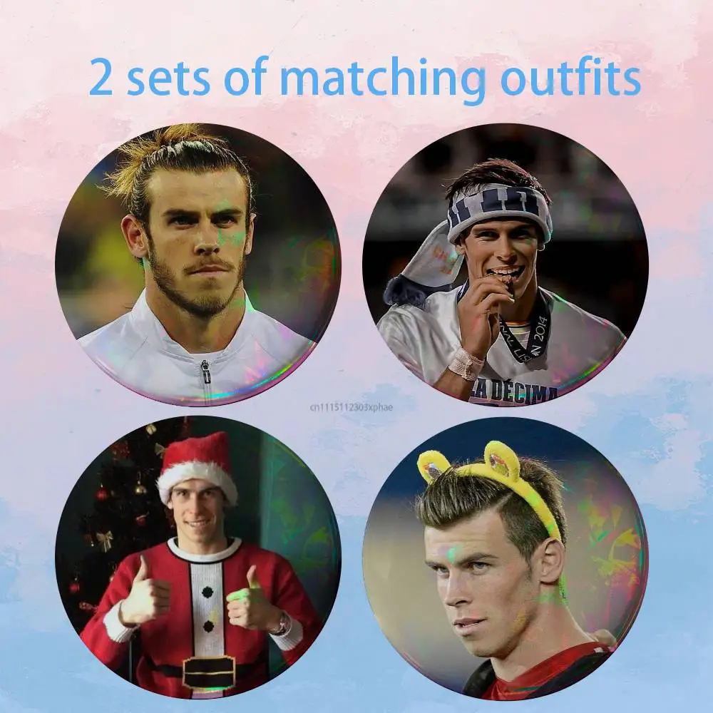 G-Gareth Bale Wales Legend 11 HD Print Round Lapel Pins Pretty Derby 2 piece set Round Display Brooches Brooch Badges