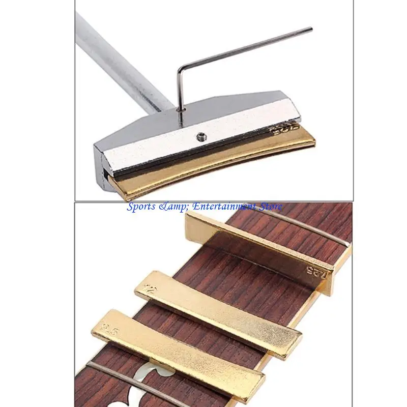 G7NF Guitar Bass Fret Press Caul & Brass Fret Inserts Fingerboard Pressing Tool with Wrench Fret Installation Tool