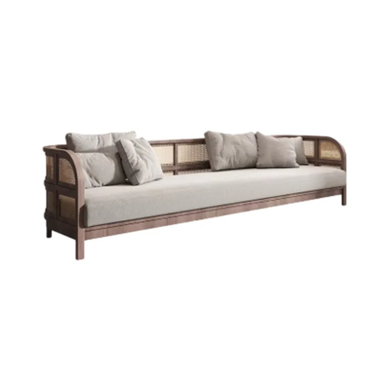 Homestay Log Color Solid Wood Reception Rattan Sofa Sales Office Card Block Hotel Model Room Zen Leisure Sofa
