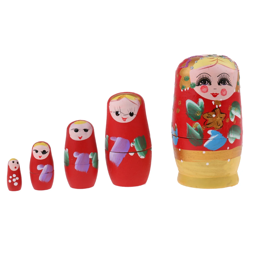 Set for 5pcs Hand Painted Wooden Russian Nesting Matryoshka Doll #2