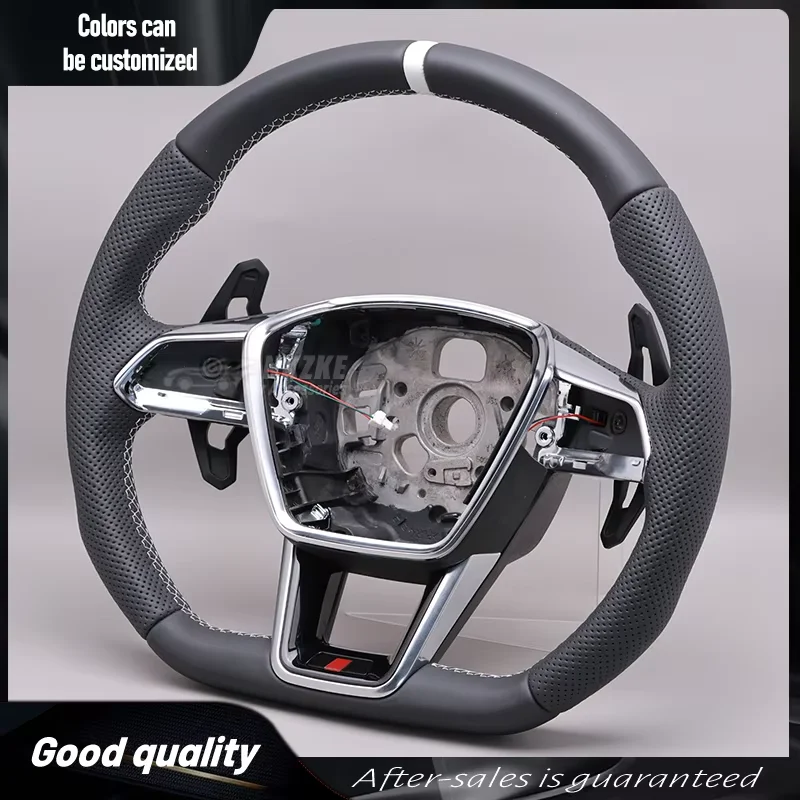 Volant adapté à l'Audi A6 C8, fabriqué en cuir de haute qualité, avec palettes de changement de vitesse, et accessoires de voiture de haute qualité