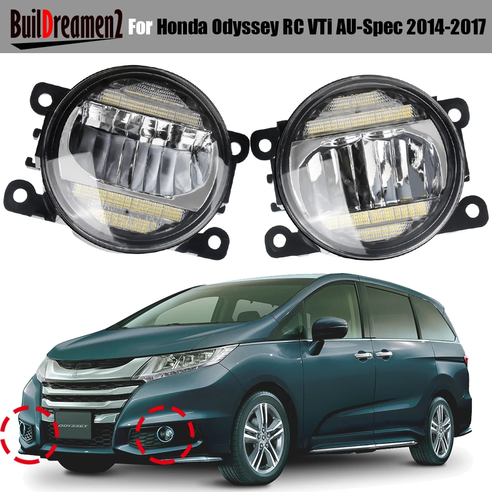 1 Pair 30W H11 Car Front LED Fog Light + Daytime Running Lamp DRL Assembly For Honda Odyssey RC VTi AU-Spec 2014 2015 2016 2017