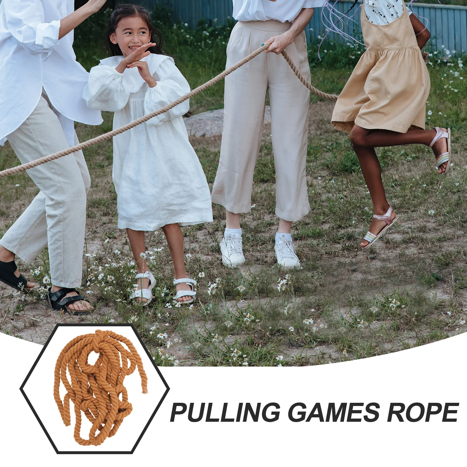 

8M Tug of War Rope Outdoor Cotton Light Brown 02 Pulling Games Family Reunion Fall Kids Giant Outdoor Toy Twine Handworked