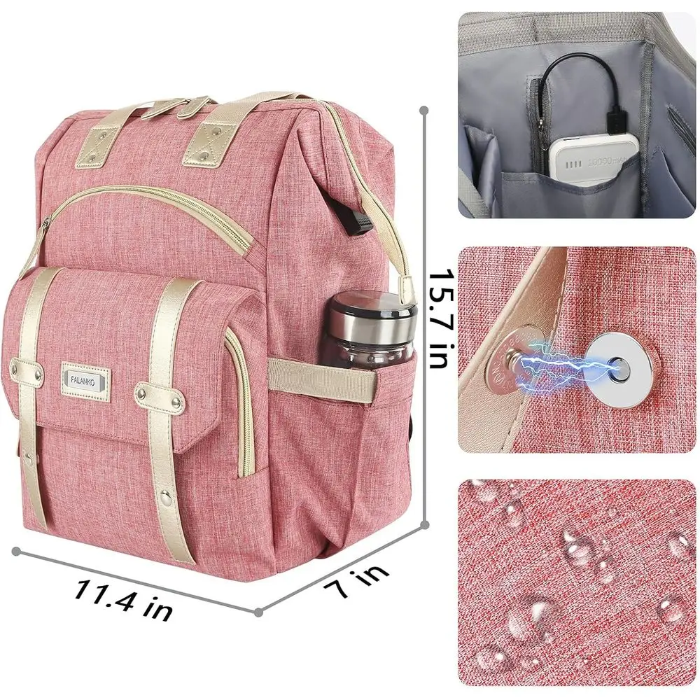 Mochila resistente al agua de gran capacidad para mujer con puerto de carga USB para computadora portátil 15,6, ideal para estudiantes, profesores, enfermeras, y